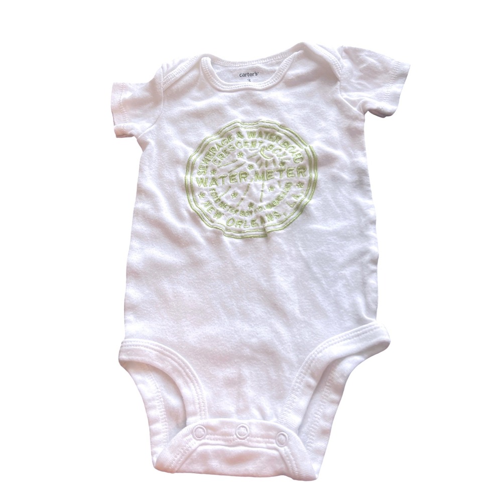 Carter's New Orleans Embroidered Water Meter Bodysuit White Green NOLA 3 Months‎